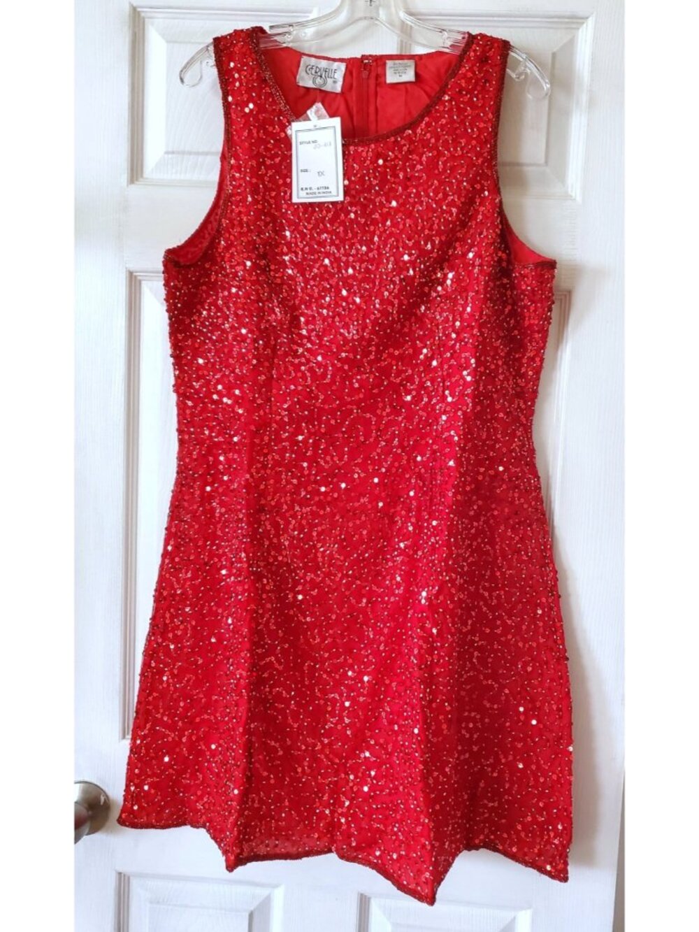 VINTAGE CERVELLE RED SILK SLEEVELESS DRESS SIZE 1X MADE IN INDIA NWT